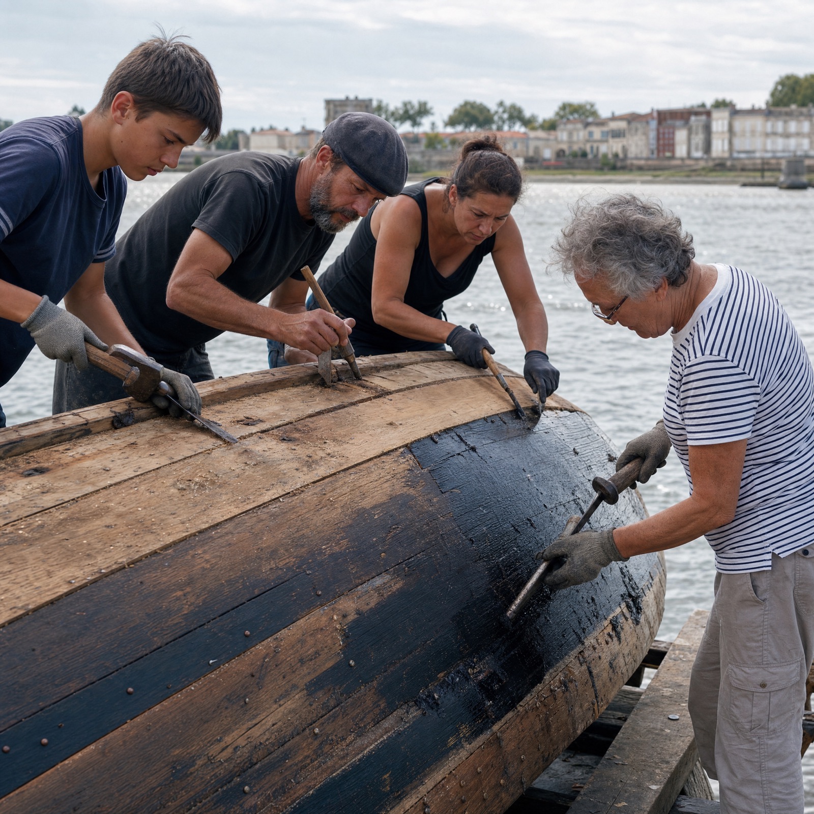 Chantier de restauration d'une cabane tchanquée